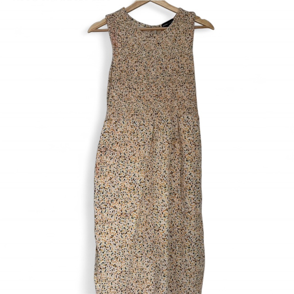 Prana smocked spotted maxi dress (size small)